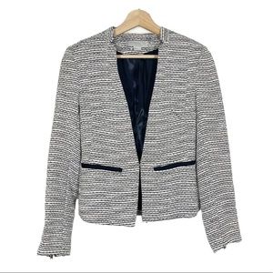 H&M Tweed Blazer Jacket Two Pockets Long Sleeves Black White Sz 4